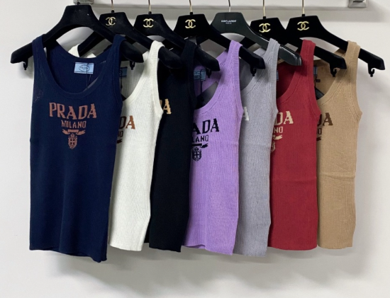 Prada Seven-Color Vest with Logo in Wool