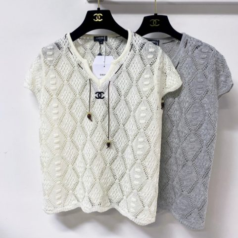 CC 2026 Hollow-Out Knit Top Drawstring Laine Wool 479951