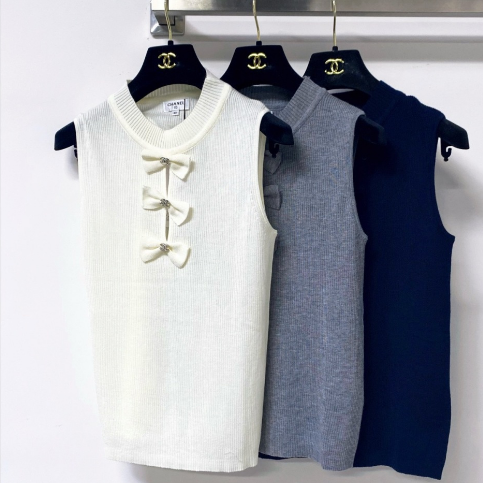 CC 2026 Rib-Knit Sleeveless Bow Details Wool 410640