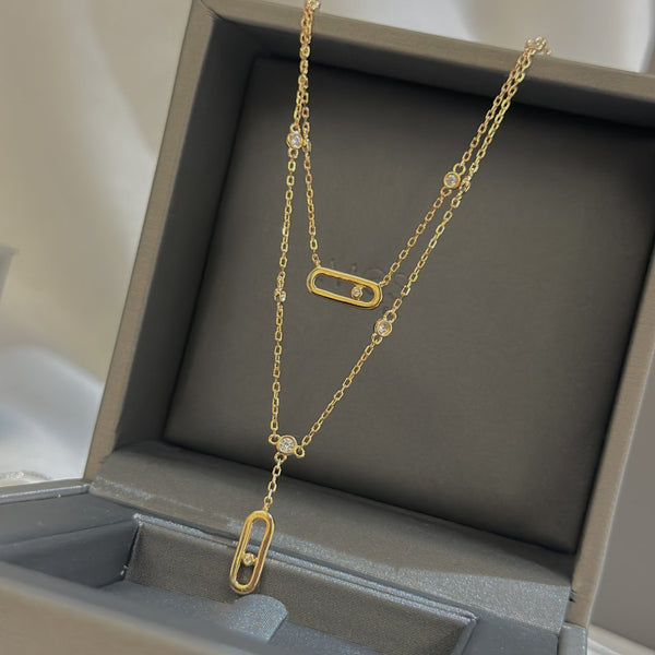 MOVE UNO 2 RANGS PAVED NECKLACE