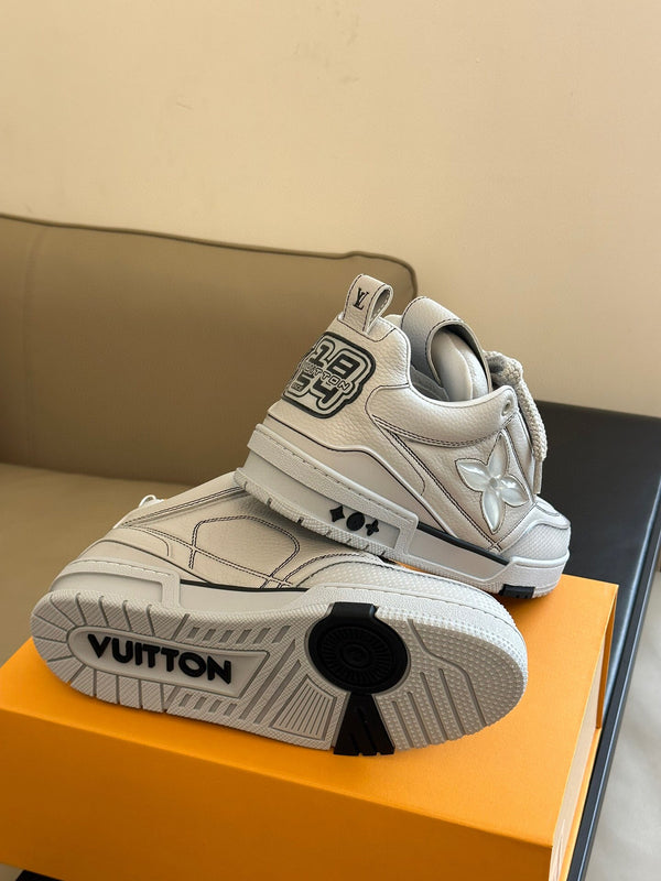 LV Skate Sneaker Off White Cowhide and Mesh Fabric