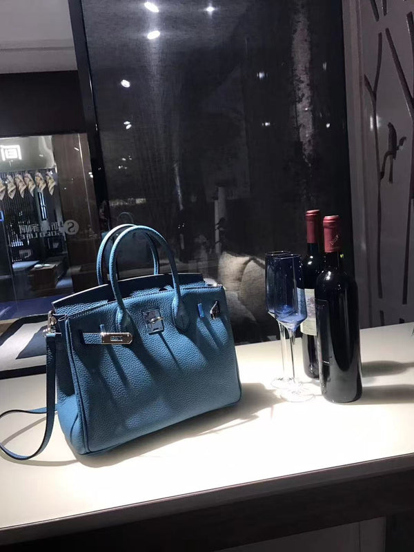 HM Birkin Bag 25cm Stale Blue Togo Leather SHW