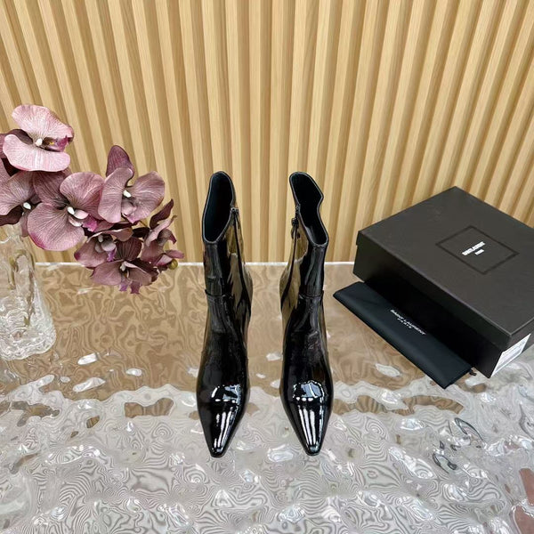 YSL Ankle Boots 90mm Black Patent Leather