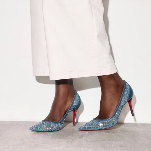 CL Apostropha Mesh Strass Pumps 80 mm Blue