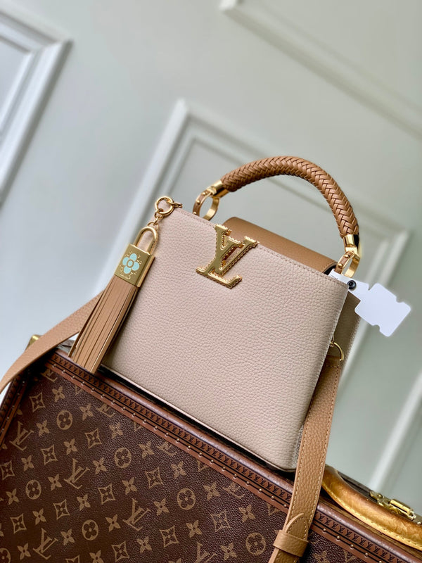 LV 2025 Capucines BB Bag Cream mix Arizona Beige Taurillon Leather 347423