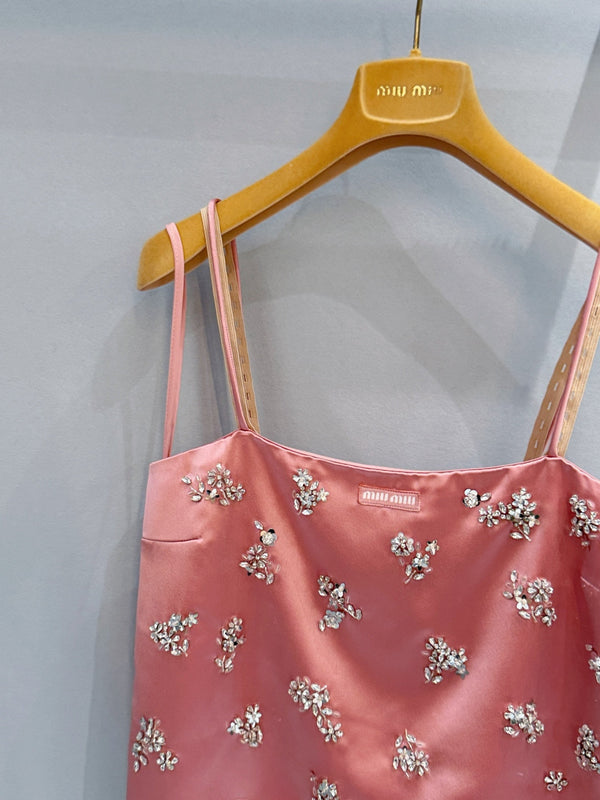 Miu Rhinestone Camisole in YB Acetate Blend