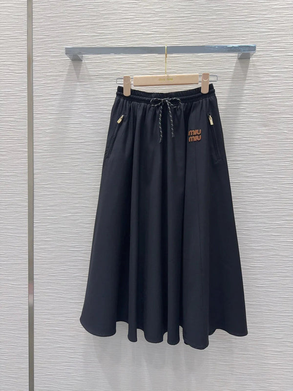 Miumiu 2026 Midi Skirt Black and Beige Polyester