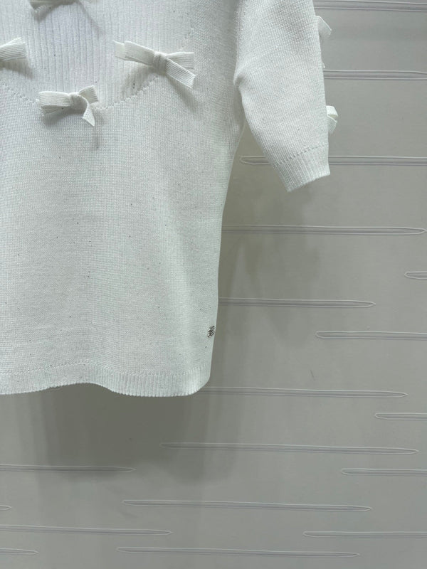 Chanel 2026 Bow T-shirt Black and White Wool Nylon 136350