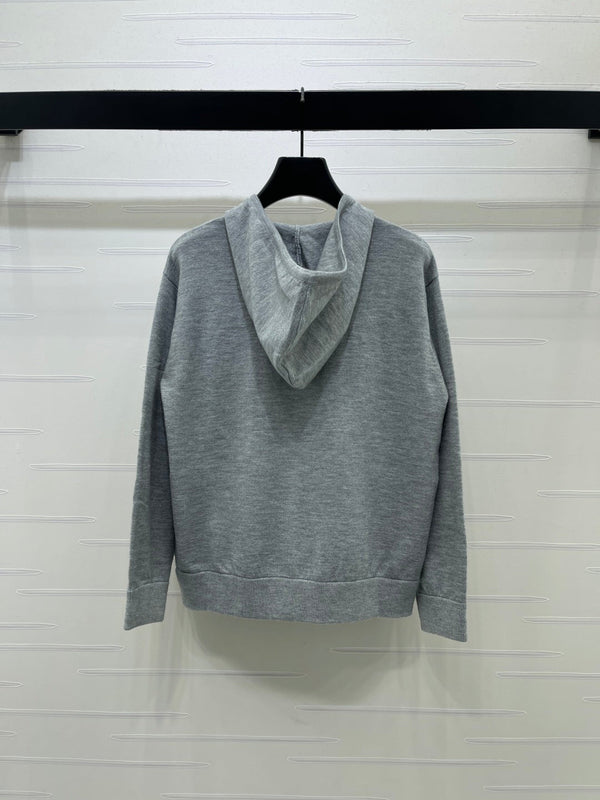 CE 26S Knit Zip-Up Hoodie Embroidered Detail Wool 430311