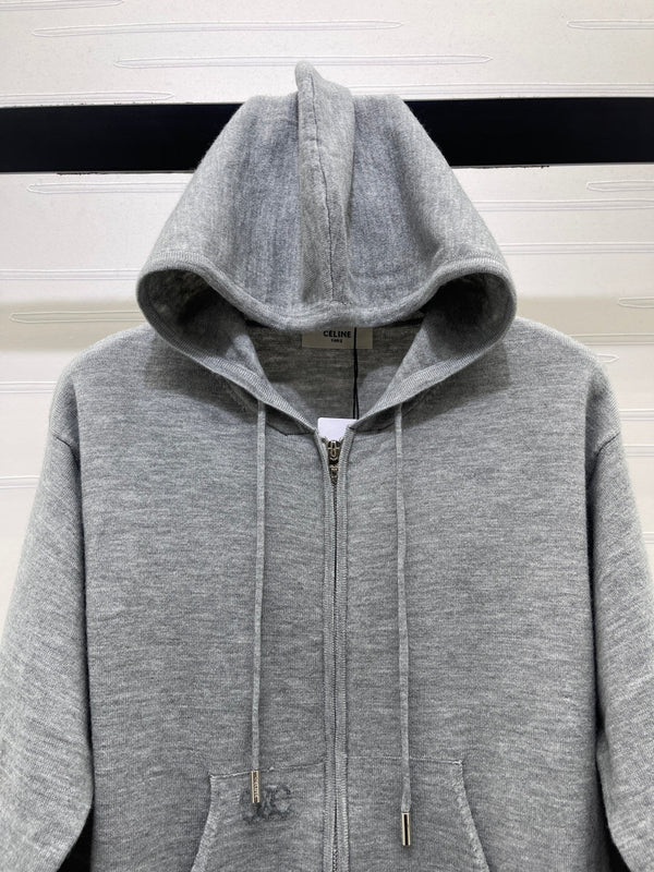 CE 26S Knit Zip-Up Hoodie Embroidered Detail Wool 430311