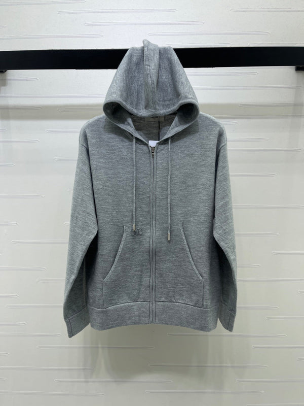 CE 26S Knit Zip-Up Hoodie Embroidered Detail Wool 430311