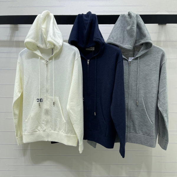 CE 26S Knit Zip-Up Hoodie Embroidered Detail Wool 430311