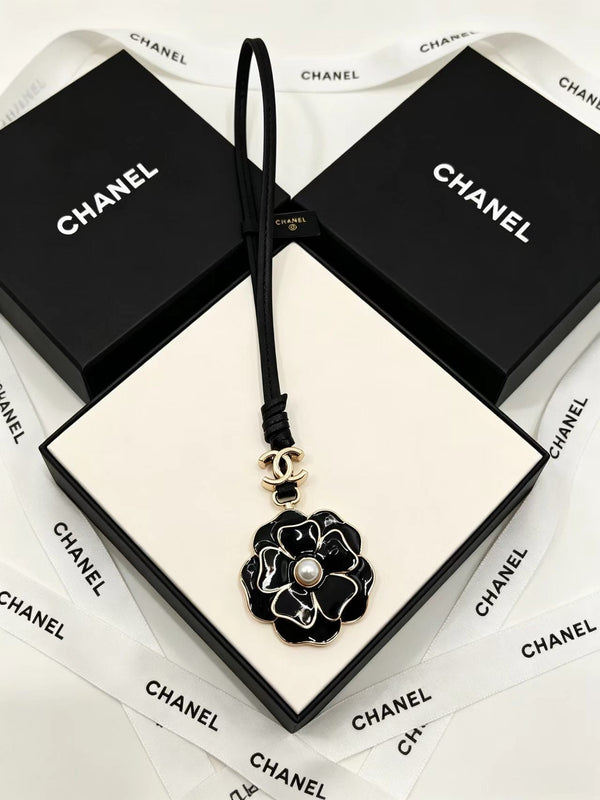 CC Camellia Leather Cord Charm