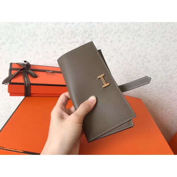 HM Taupe Epsom Bearn 17,5 Gusset Wallet