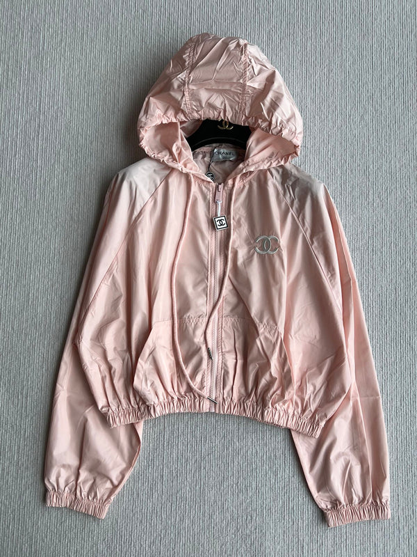 Chanel 26 Vintage Sunscreen Jacket and Short Set Pink in Cotton