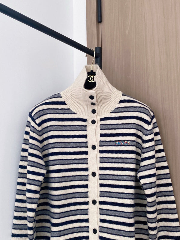 Prada 2025 Two-Tone Cardigan Brown and White Wool