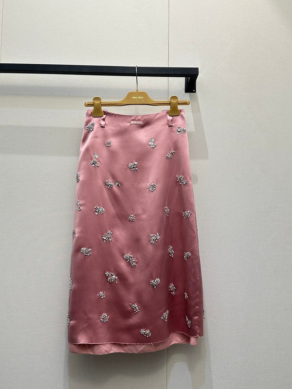 Miu Miu Mid-length Skirt Floral Rhinestone in YB Acetate Blend