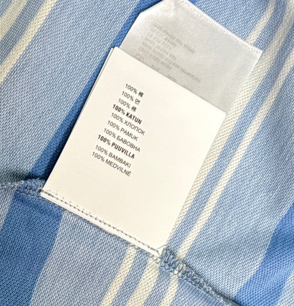 Prada 26 Blue and White Striped Drawstring Polo Shirt & Skirt in Cotton