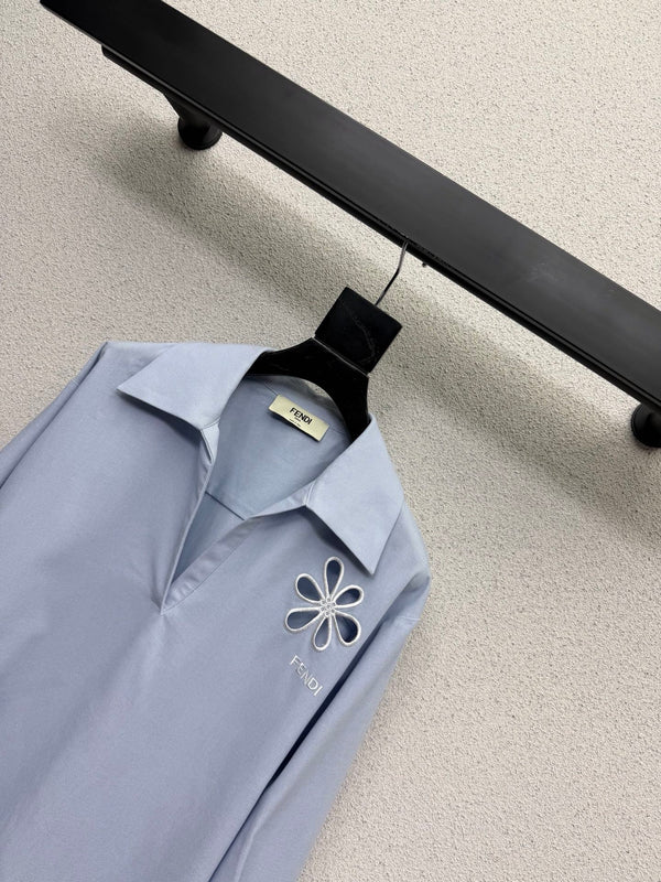 FD Embroidered Cotton Linen Shirt Set in Linen