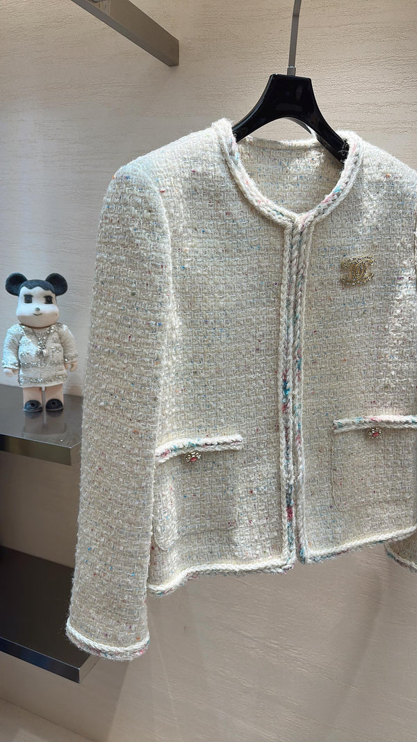 CC Cropped Jacket Cream Tweed 415608