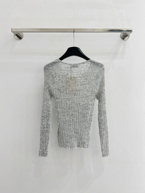 Miu Logo Patch V-Neck Sweater Wool 791168