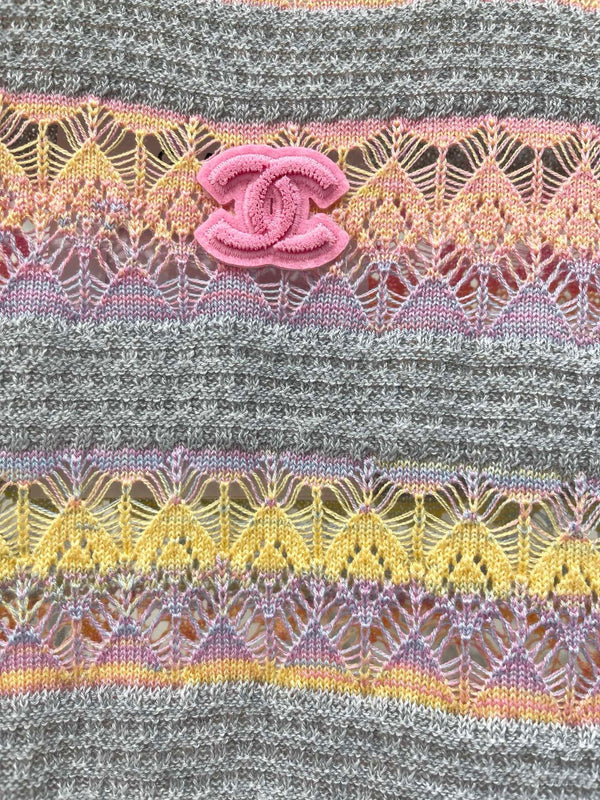 CC Striped Open-Knit Sweater Pastel Tencel 802093