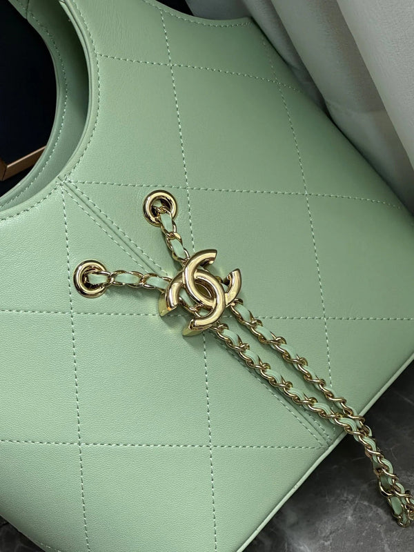 Chanel 2026 Basket Hobo Bag 27.5cm Green Calfskin