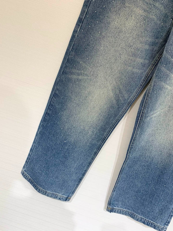 Chanel 2026 Rhinestone-Embellished Straight-Leg Jeans 155198