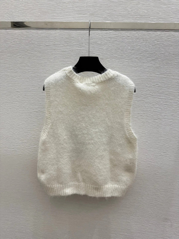 CD 2026 Floral Crew Neck Knitted Vest Wool 244644