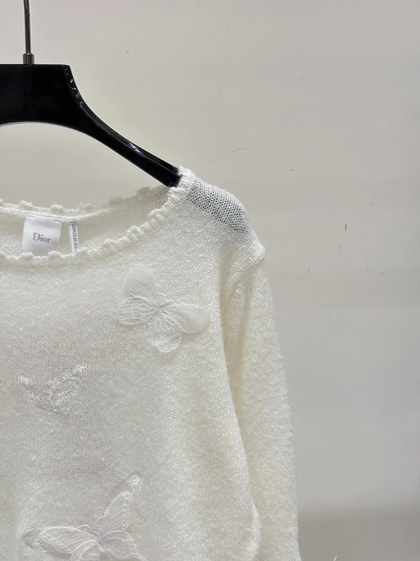 CD 2026 Lace Butterfly Knitted Top Wool 481899