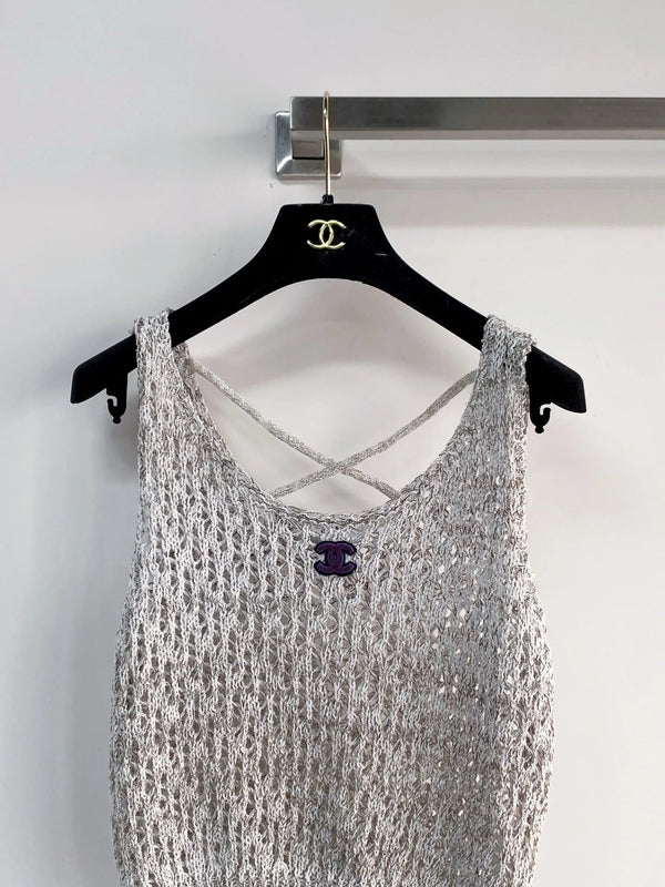 Chanel 2026 Vest Pink and Gray Wool Cashmere 166789