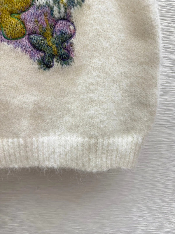 CD 2026 Floral Crew Neck Knitted Vest Wool 244644