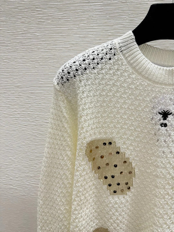 CD 2026 Sequin Crew Neck Knit Long Sleeve Wool 913481
