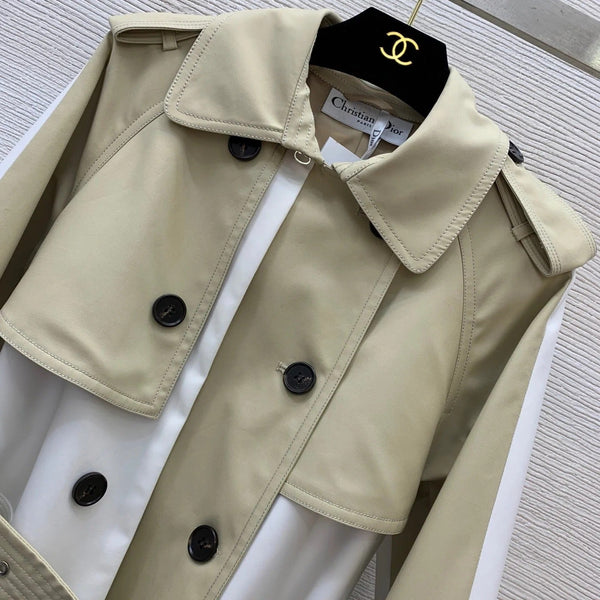 CD 26S Colorblock Double-Breasted Trench Coat