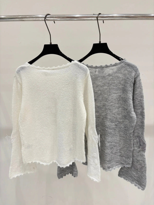 CD 2026 Lace Butterfly Knitted Top Wool 481899