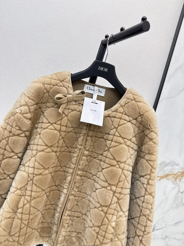 CD 2026 Cannage Pattern Fur Coat 787415