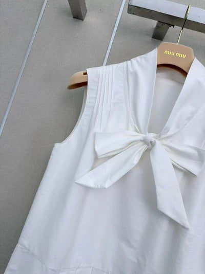 Miumiu 2026 Sleeveless Shirt Dress White Cotton 335323