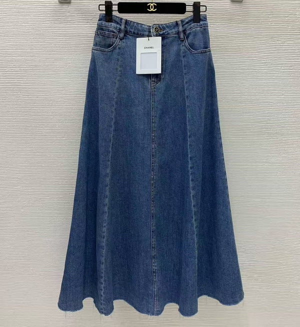 CC 2026 Maxi Skirt Blue Denim Cotton 411882