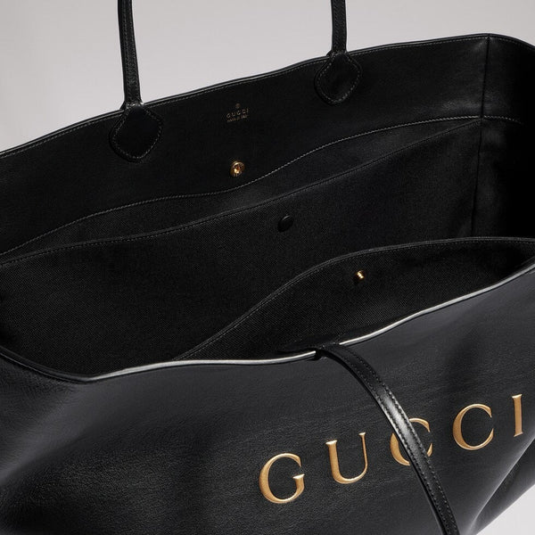GG 2026 NY Large Tote Bag 43cm Black Canvas Leather