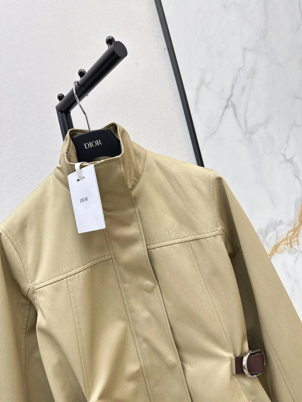 CD 2026 Mid-Length Trench Coat with Double-Sided Leather Belt Cotton 776504