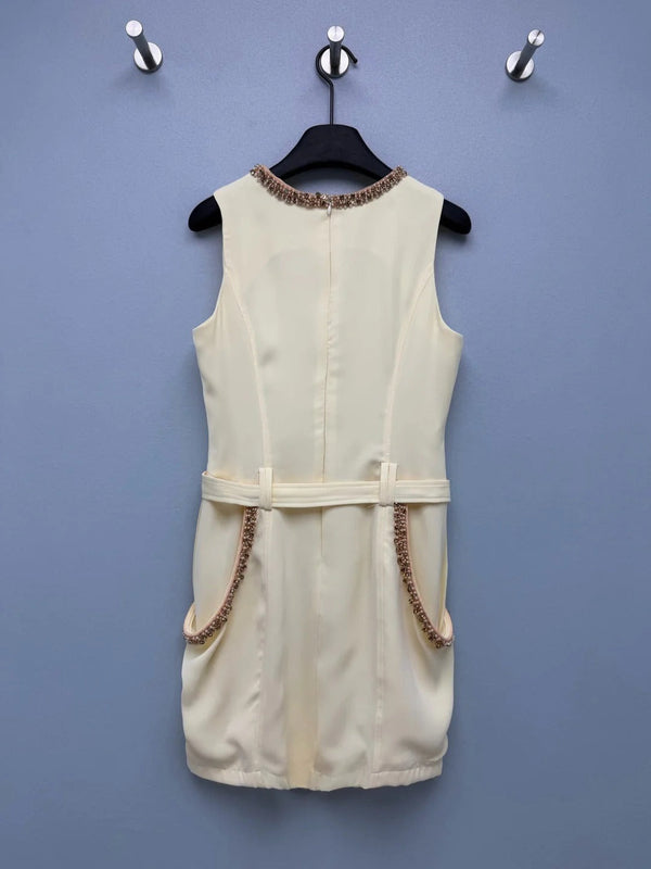 CC 2026 Sleeveless Dress Cream Brown Cotton 400298