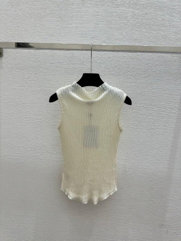 Chanel 2026 Floral Turtleneck Knitted Vest Wool 200735