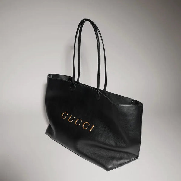 GG 2026 NY Large Tote Bag 43cm Black Canvas Leather