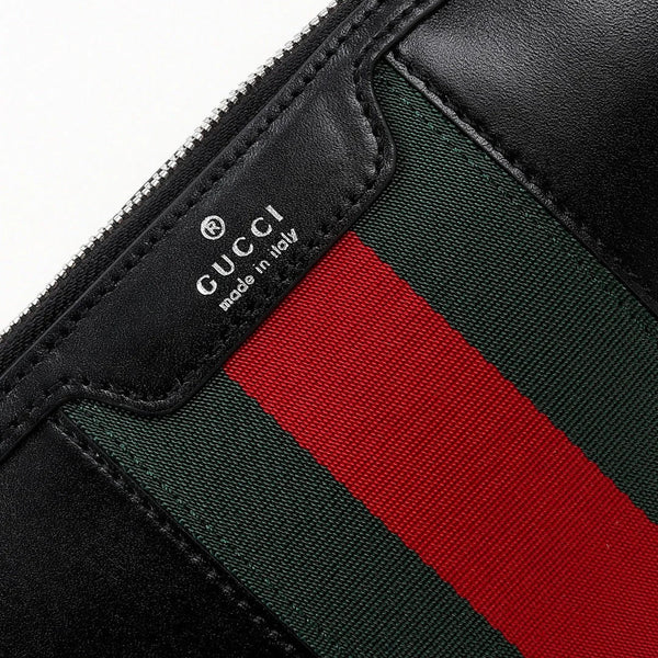 GG 2026 Mega Web Trademark Crossbody Bag 22cm Balck Canvas Leather