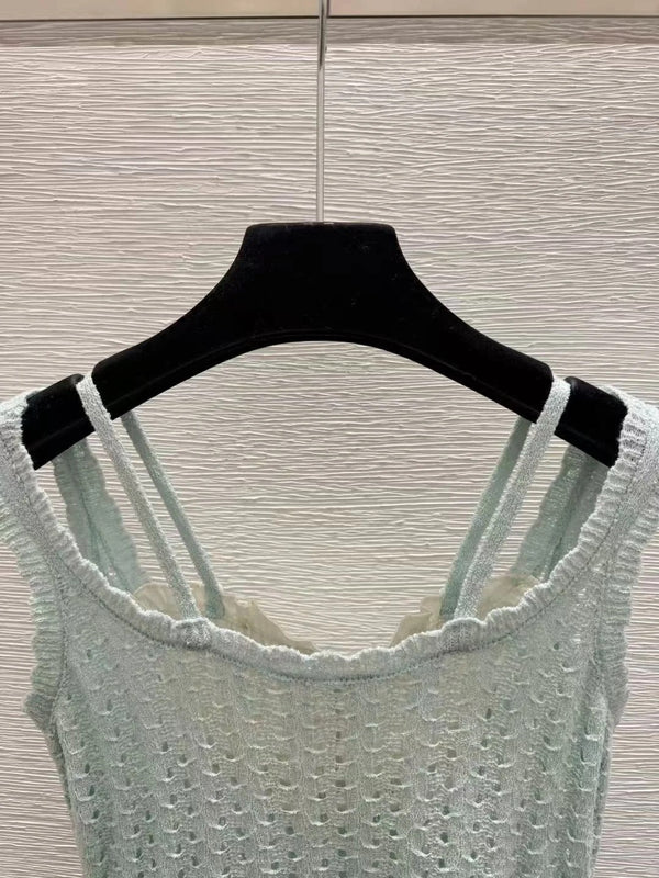 CC 2026 Crop Top Mint Green mix White Cotton