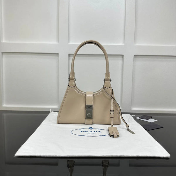 Prad 2026 Soft Lux Medium Tote Bag 26cm Patent Calfskin