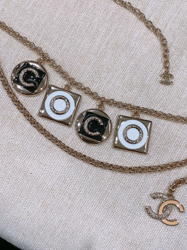 CC 2026 CC Letter Charm Layered Chain Necklace Belt