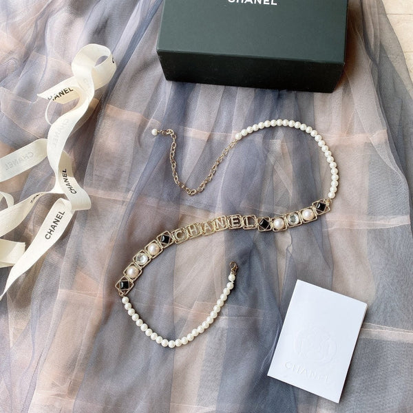 CC 2026 Pearl Chain Logo Charm Belt