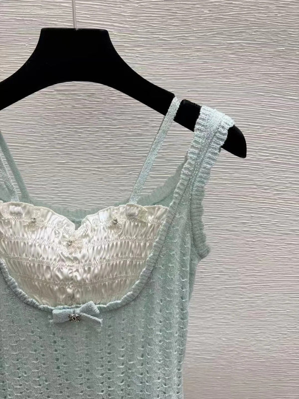 CC 2026 Crop Top Mint Green mix White Cotton