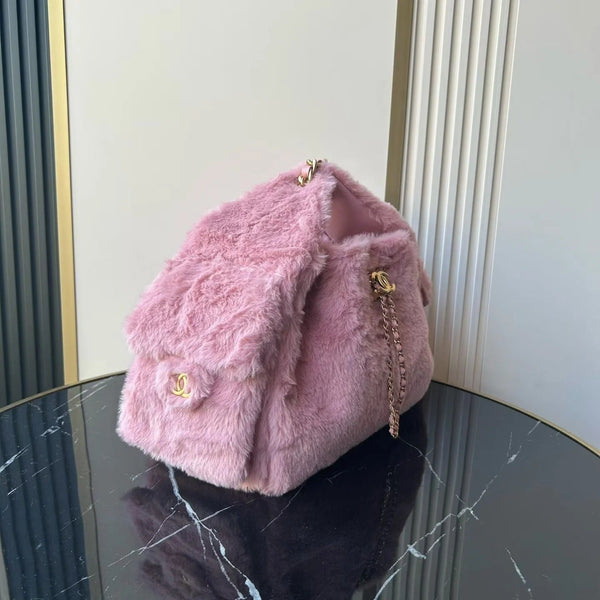 CC 2026 Hobo Bag 30cm Pink Fur Leather